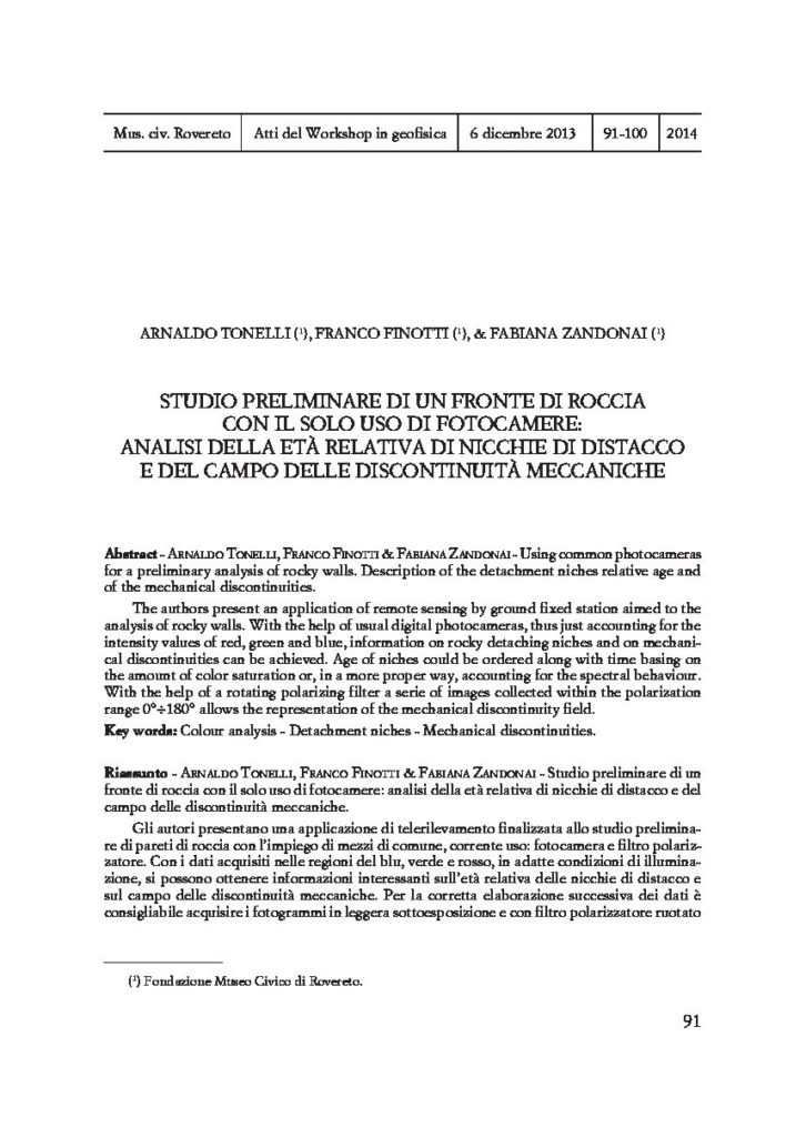 Studio preliminare fronte roccioso